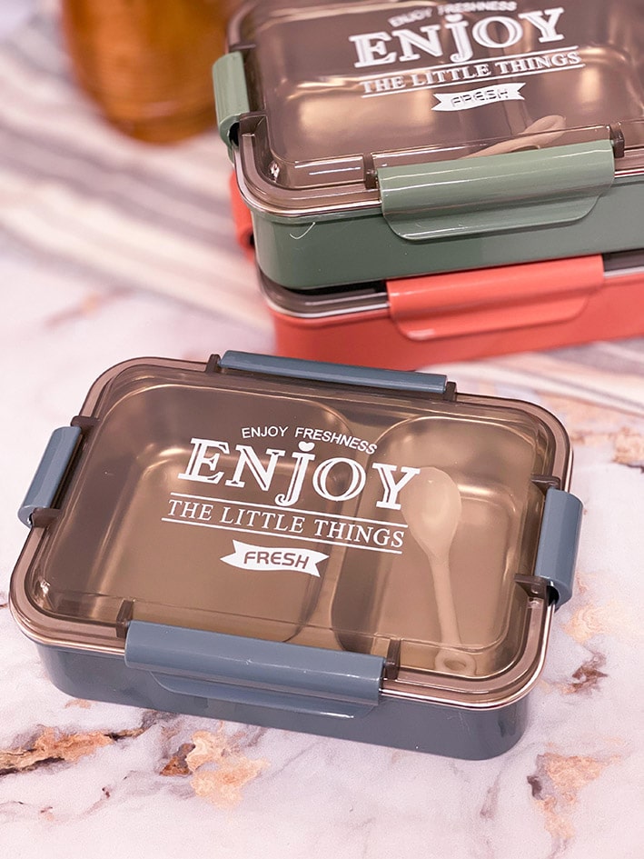 ظرف غذا Lunch box- ENJOY استیل دو قسمتی با قاشق