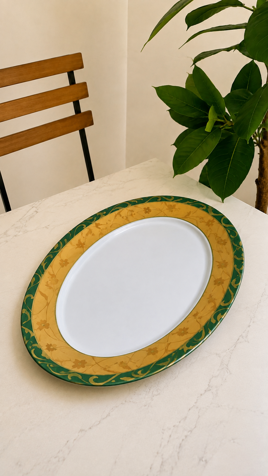 «دیس ملامین یزدگل بیضی مدل P-712 ابعاد ۲۵×۳۳/۵ سانتی‌متر