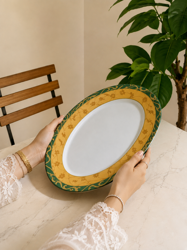 «دیس ملامین یزدگل بیضی مدل P-712 ابعاد ۲۵×۳۳/۵ سانتیمتر