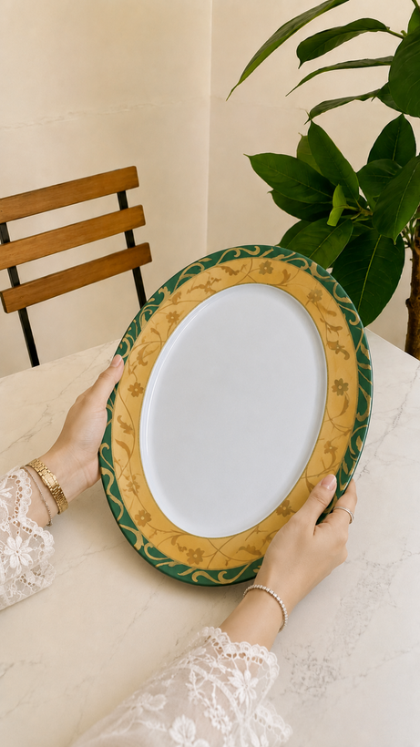 «دیس ملامین یزدگل بیضی مدل P-712 ابعاد ۲۵×۳۳/۵ سانتیمتر